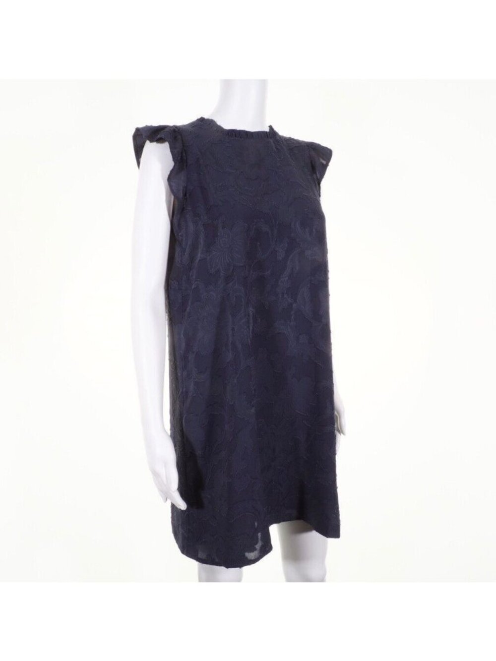 Ann Taylor Dress XS Loft Short Sleeve Floral Textured Blue / Gray